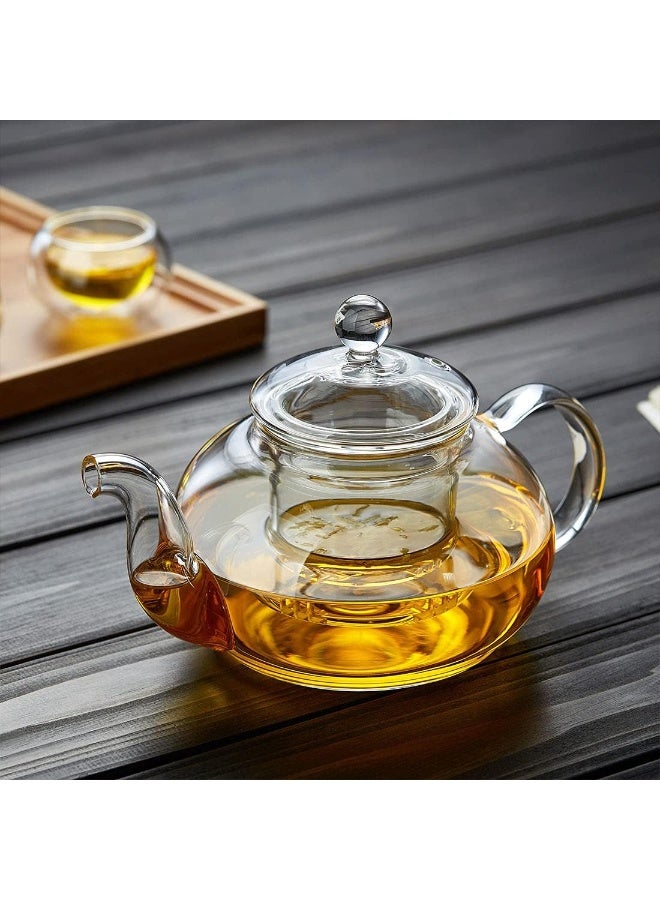 Glass Teapot with Removable Clear Infuser 20.3oz/ 600ml Stove Top & Microwave Safe Borosilicate Glass Kettle with Loose Leaf Tea Strainer For Flower Blooming Tea - Image 5